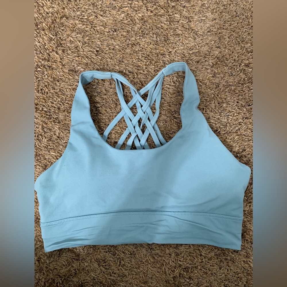 Women's Blue Crisscross Sports Bra